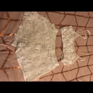 A Flower print white two piece